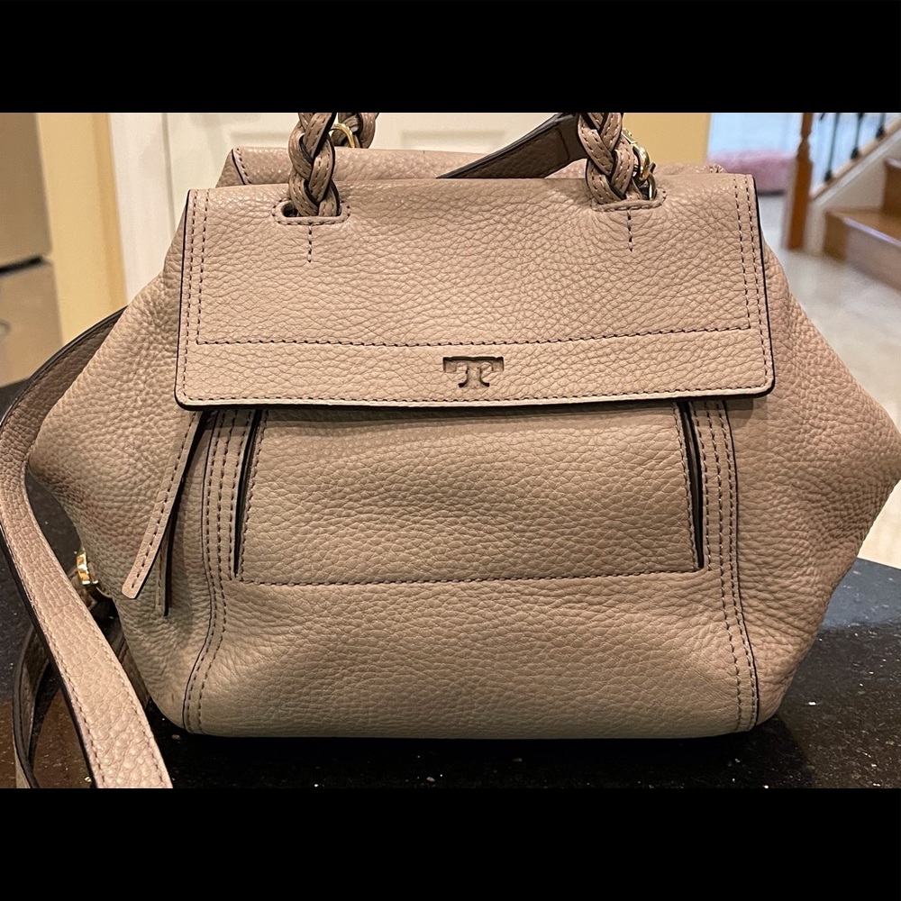 TORY BURCH HALF MOON LEATHER SHOULDER BAG HANDBAG